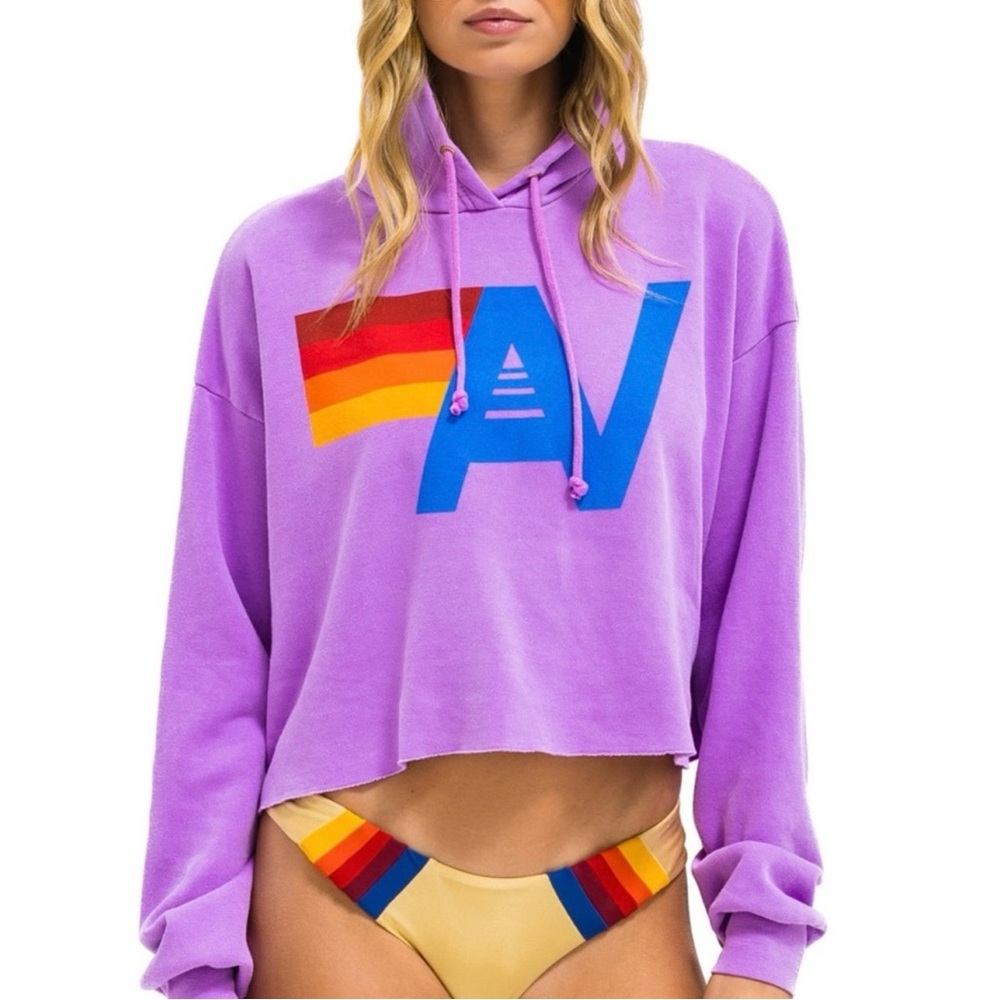 Aviator Nation Neon Purple Cropped Logo Hoodie 
size M 
Sold Out
Worn once